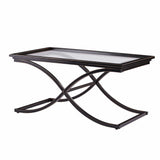 42" Black Glass And Metal Rectangular Coffee Table - Homeroots - Flyclothing LLC