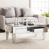 41" Silver Glass With Iron Mirrored Coffee Table - Homeroots - Flyclothing LLC