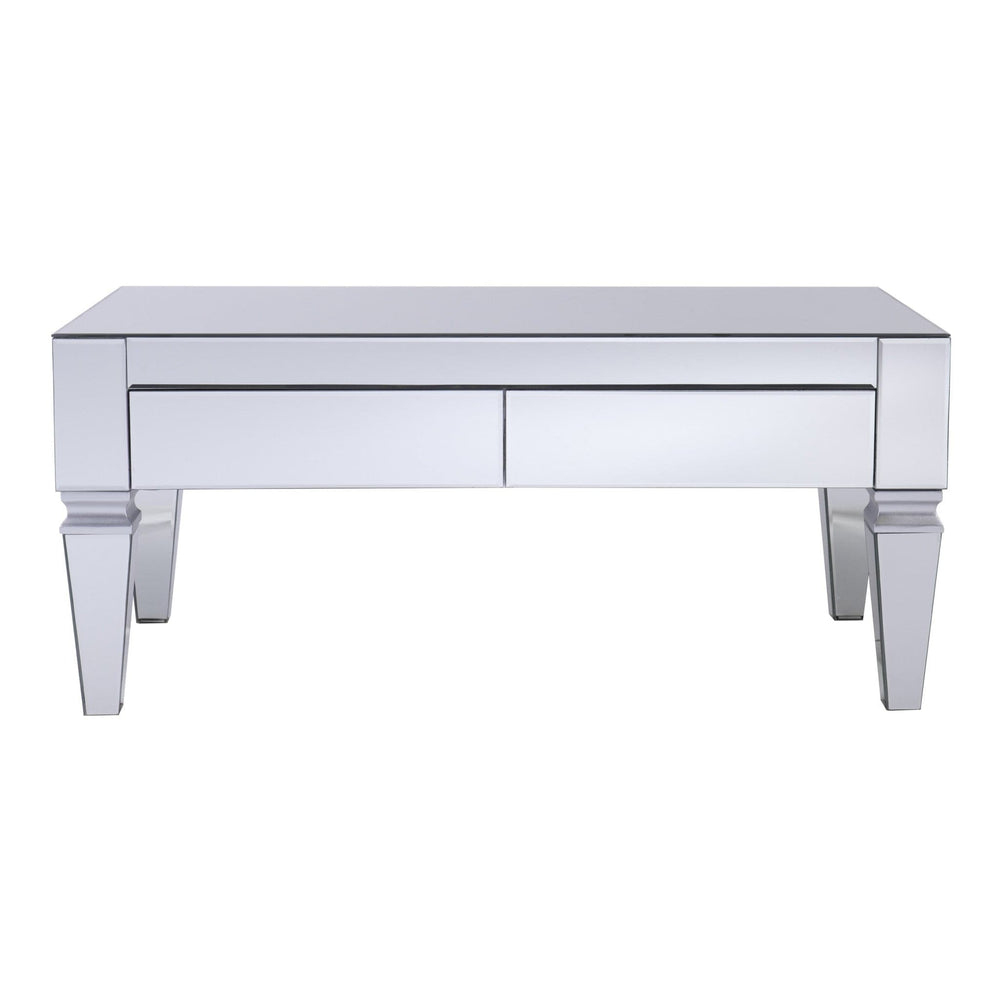 41" Silver Glass With Iron Mirrored Coffee Table - Homeroots - Flyclothing LLC