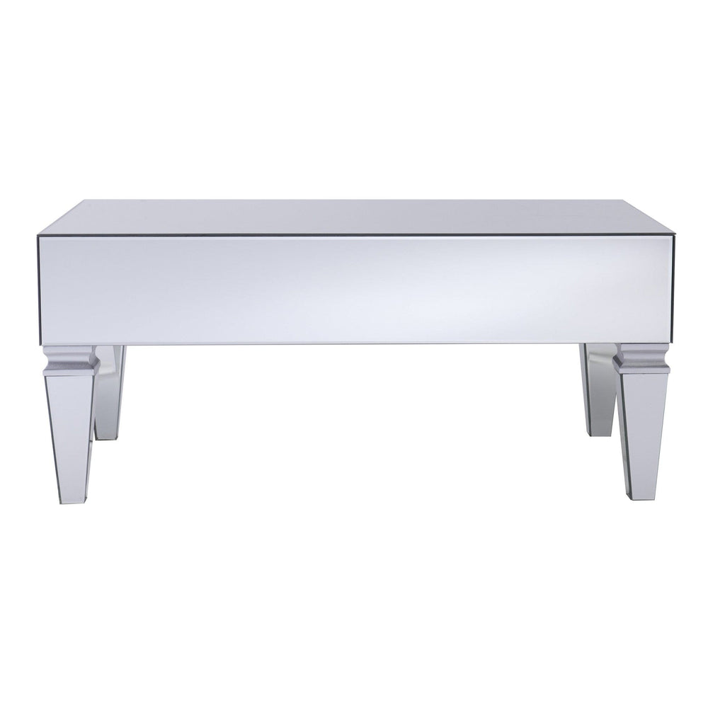 41" Silver Glass With Iron Mirrored Coffee Table - Homeroots - Flyclothing LLC