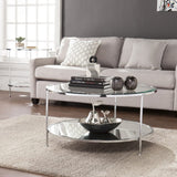 34" Chrome Glass And Metal Round Mirrored Coffee Table - Homeroots - Flyclothing LLC