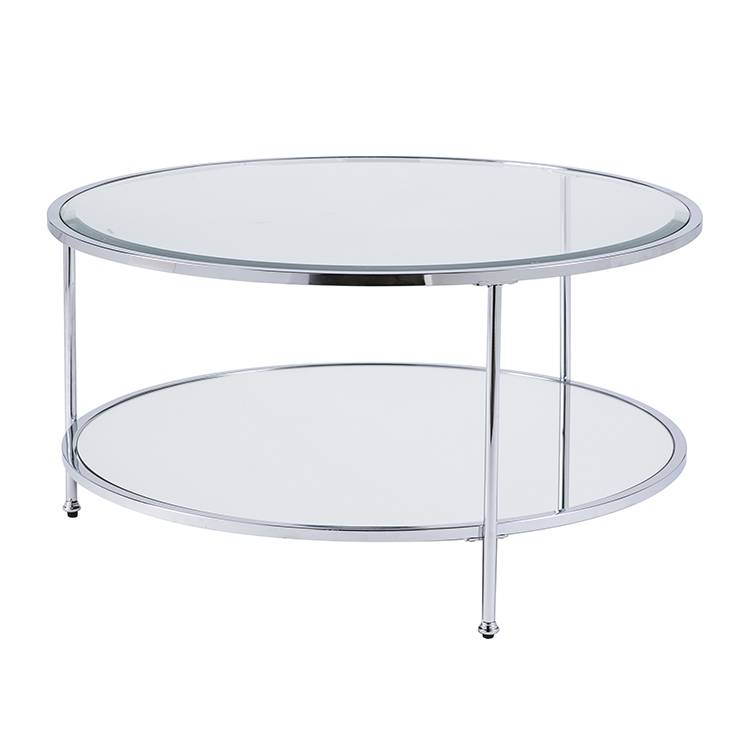 34" Chrome Glass And Metal Round Mirrored Coffee Table - Homeroots - Flyclothing LLC