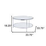 34" Chrome Glass And Metal Round Mirrored Coffee Table - Homeroots - Flyclothing LLC