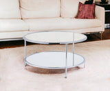 34" Chrome Glass And Metal Round Mirrored Coffee Table - Homeroots - Flyclothing LLC