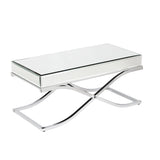 42" Silver Mirrored And Metal Rectangular Mirrored Coffee Table - Homeroots - Flyclothing LLC