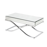 42" Silver Mirrored And Metal Rectangular Mirrored Coffee Table - Homeroots - Flyclothing LLC