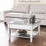 29" Silver Mirrored Square Coffee Table With Shelf - Homeroots - Flyclothing LLC