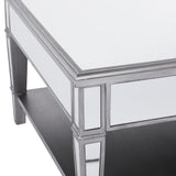 29" Silver Mirrored Square Coffee Table With Shelf - Homeroots - Flyclothing LLC