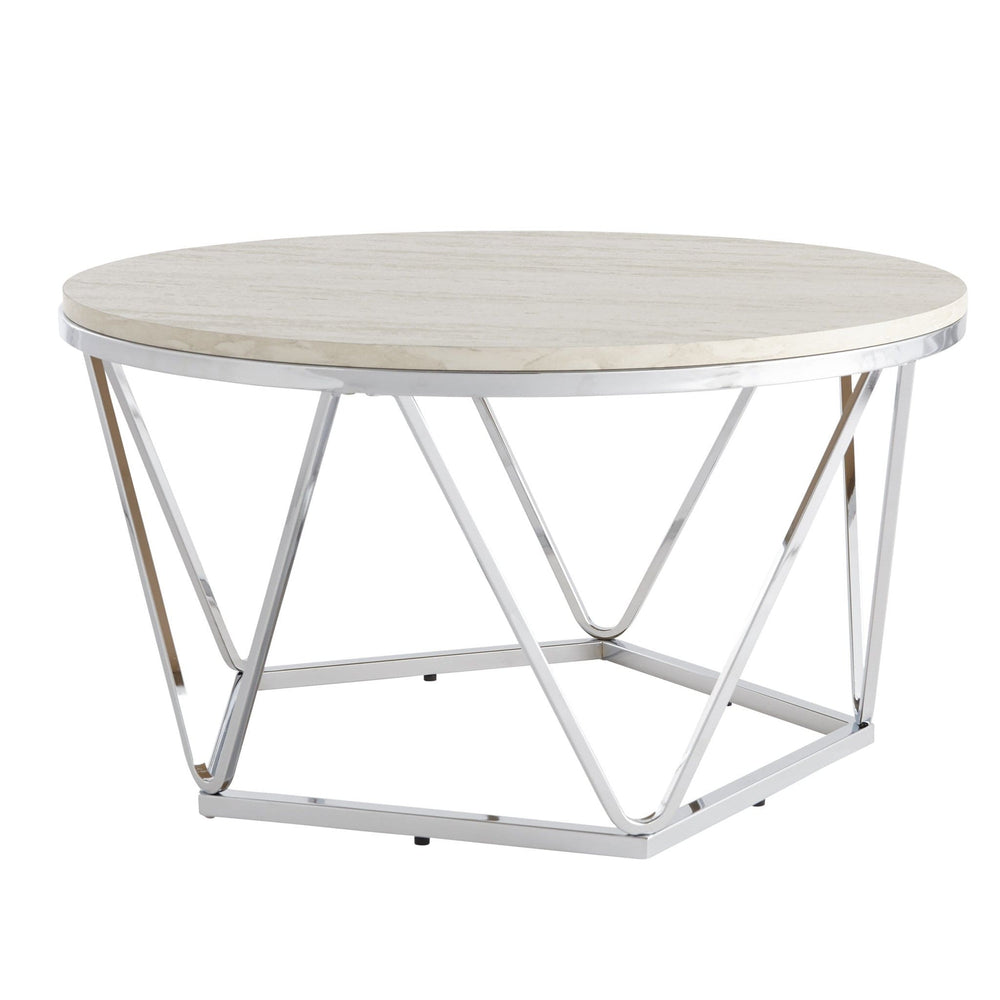 33" Silver Manufactured Wood And Metal Round Coffee Table - Homeroots - Flyclothing LLC