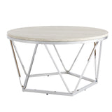 33" Silver Manufactured Wood And Metal Round Coffee Table - Homeroots - Flyclothing LLC