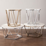 33" Silver Manufactured Wood And Metal Round Coffee Table - Homeroots - Flyclothing LLC