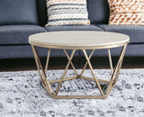 33" Champagne Solid Manufactured Wood And Metal Round Coffee Table - Homeroots - Flyclothing LLC