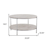 33" Chrome Faux Marble And Metal Round Coffee Table - Homeroots - Flyclothing LLC
