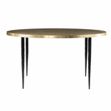 34" Black And Gold Embossed Metal Round Coffee Table - Homeroots