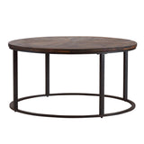 36" Natural And Brown Reclaimed Wood And Metal Round Coffee Table - Homeroots - Flyclothing LLC