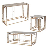 44" Champagne Glass And Metal Rectangular Coffee Table - Homeroots - Flyclothing LLC