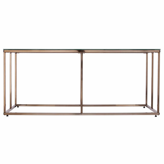 42" Champagne Glass And Metal Geometric Coffee Table - Homeroots
