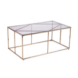 42" Champagne Glass And Metal Geometric Coffee Table - Homeroots - Flyclothing LLC