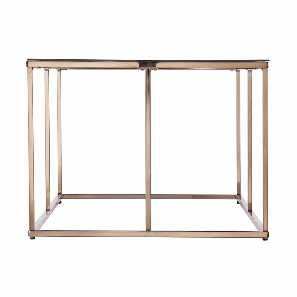 42" Champagne Glass And Metal Geometric Coffee Table - Homeroots - Flyclothing LLC