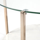 33" Gold Glam Glass And Faux Marble Two Tier Round Coffee Table - Homeroots - Flyclothing LLC