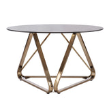 31" Champagne Glass And Metal Round Coffee Table - Homeroots - Flyclothing LLC