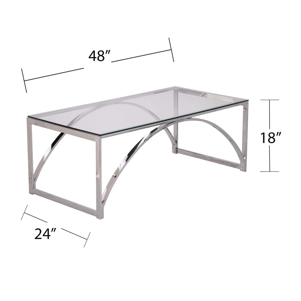 48" Chrome Glass And Metal Rectangular Coffee Table - Homeroots - Flyclothing LLC