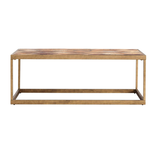 48" Natural And Natural Brown Solid Wood And Metal Rectangular Coffee Table - Homeroots