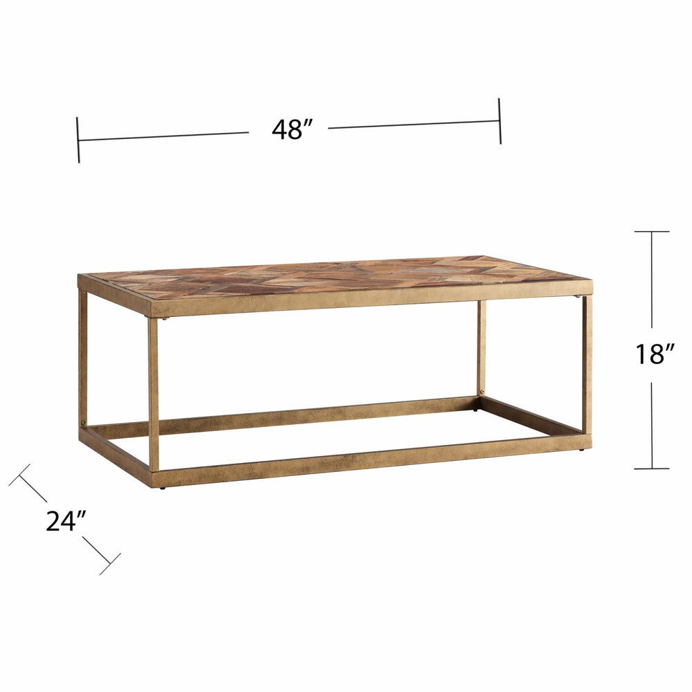 48" Natural And Natural Brown Solid Wood And Metal Rectangular Coffee Table - Homeroots - Flyclothing LLC