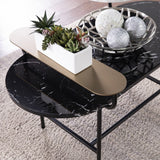 42" Black Faux Marble And Metal With Iron Coffee Table - Homeroots - Flyclothing LLC