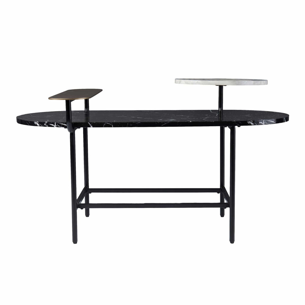 42" Black Faux Marble And Metal With Iron Coffee Table - Homeroots - Flyclothing LLC