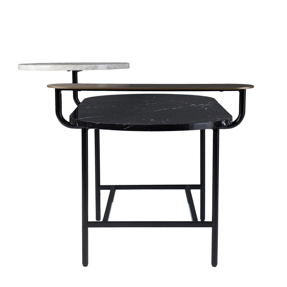 42" Black Faux Marble And Metal With Iron Coffee Table - Homeroots - Flyclothing LLC