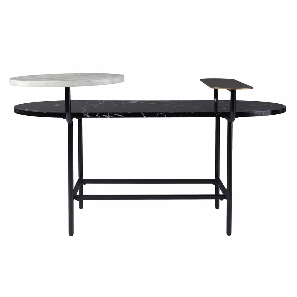 42" Black Faux Marble And Metal With Iron Coffee Table - Homeroots - Flyclothing LLC