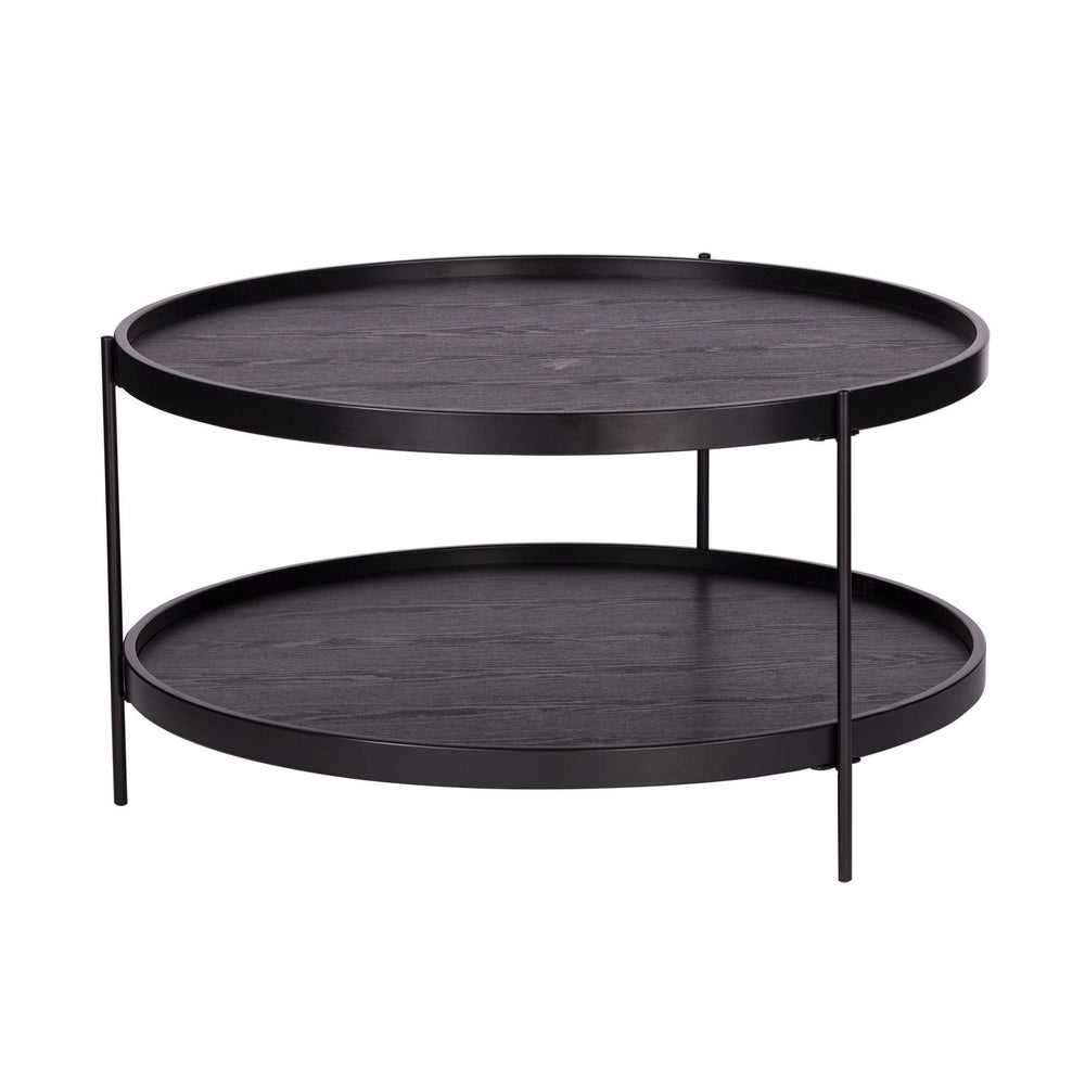 33" Black Manufactured Wood And Metal Round Coffee Table - Homeroots - Flyclothing LLC