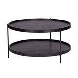 33" Black Manufactured Wood And Metal Round Coffee Table - Homeroots - Flyclothing LLC