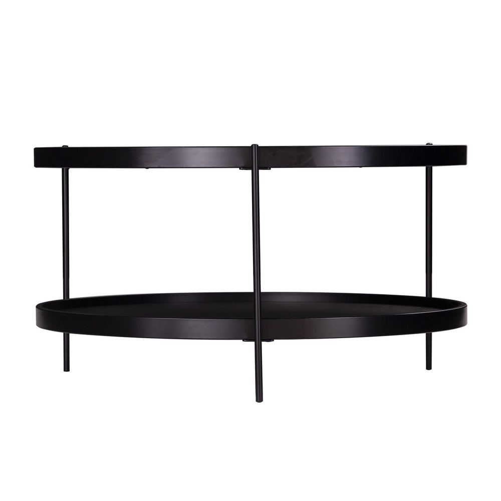 33" Black Manufactured Wood And Metal Round Coffee Table - Homeroots - Flyclothing LLC