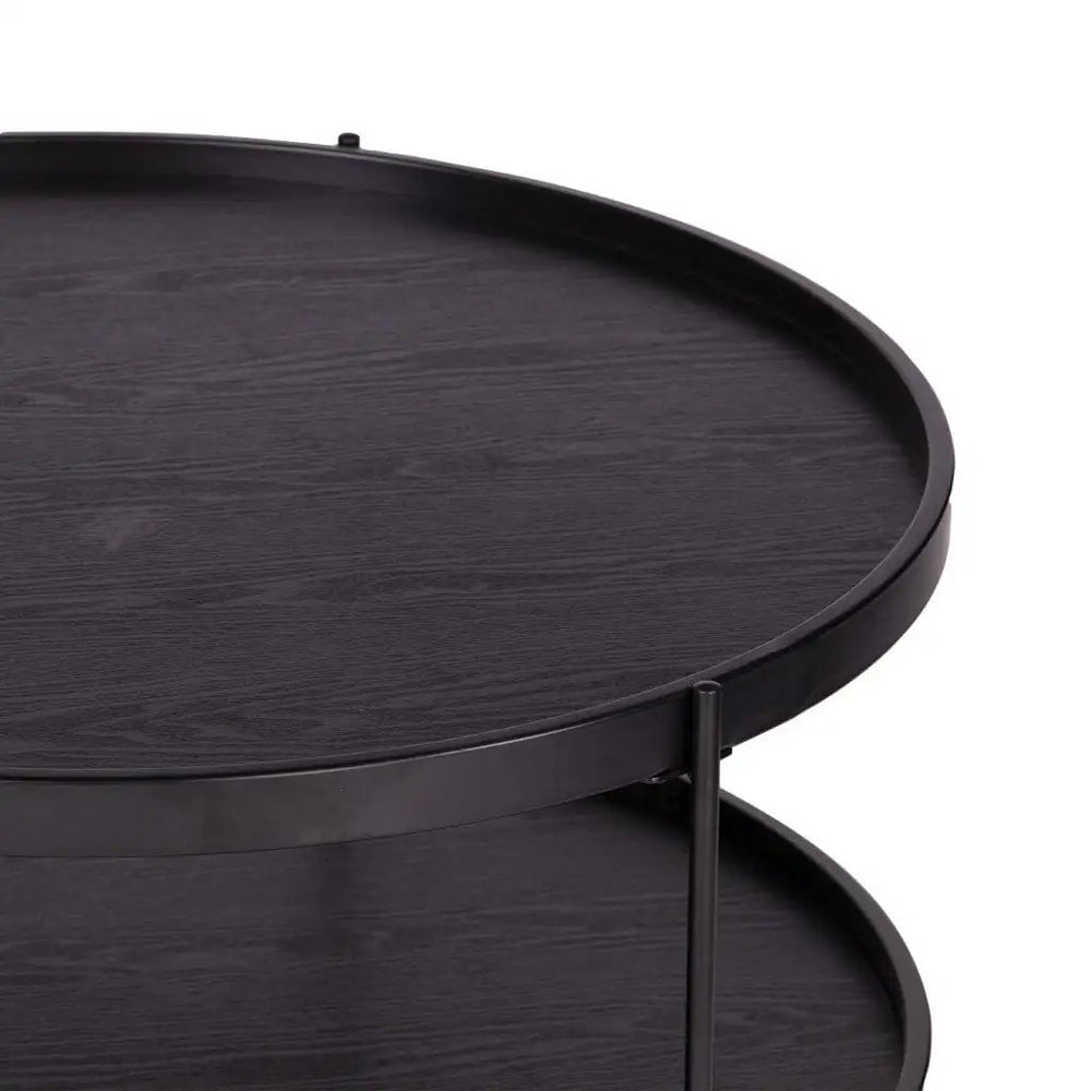 33" Black Manufactured Wood And Metal Round Coffee Table - Homeroots - Flyclothing LLC