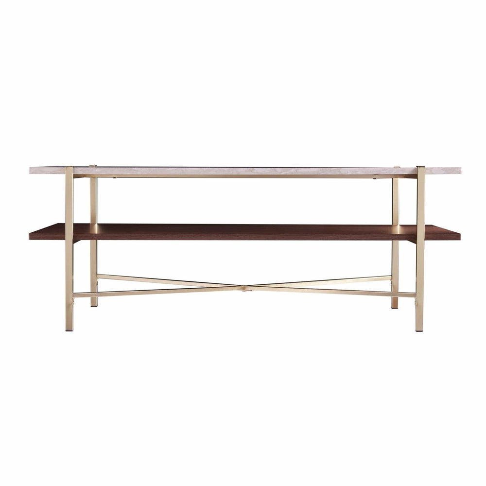 47" Brass Manufactured Wood And Metal Rectangular Coffee Table - Homeroots - Flyclothing LLC