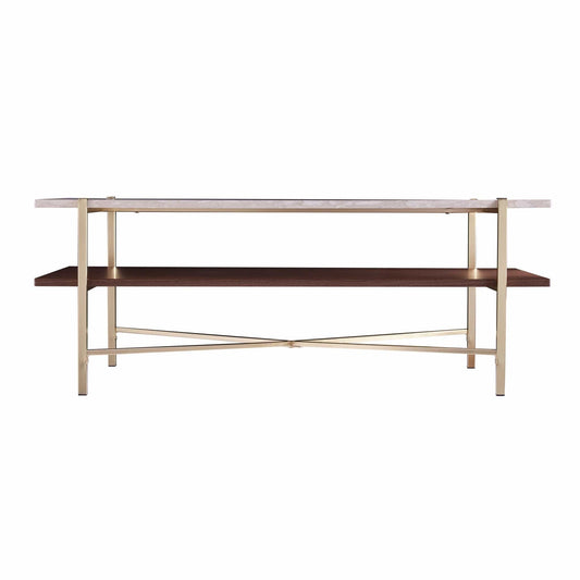 47" Brass Manufactured Wood And Metal Rectangular Coffee Table - Homeroots
