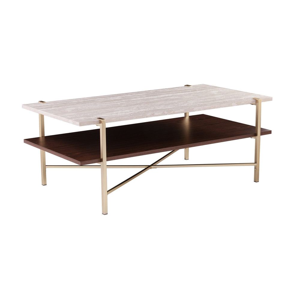 47" Brass Manufactured Wood And Metal Rectangular Coffee Table - Homeroots - Flyclothing LLC