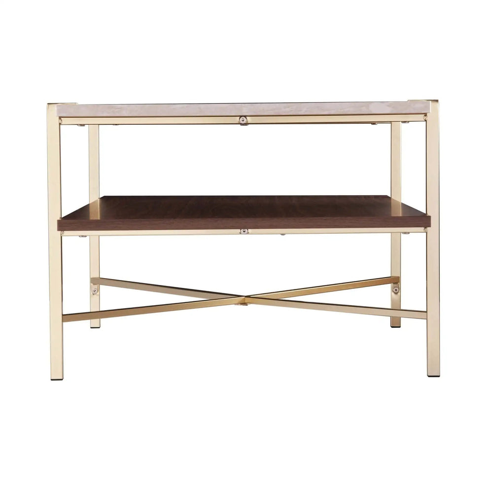 47" Brass Manufactured Wood And Metal Rectangular Coffee Table - Homeroots - Flyclothing LLC