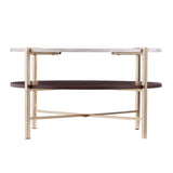 33" Brass Solid Manufactured Wood And Metal Round Coffee Table - Homeroots - Flyclothing LLC