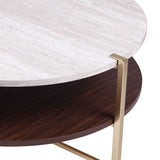 33" Brass Solid Manufactured Wood And Metal Round Coffee Table - Homeroots - Flyclothing LLC