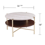 33" Brass Solid Manufactured Wood And Metal Round Coffee Table - Homeroots - Flyclothing LLC
