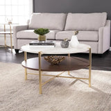 33" Brass Solid Manufactured Wood And Metal Round Coffee Table - Homeroots - Flyclothing LLC