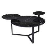 43" Black Faux Marble And Metal With Iron Round Coffee Table - Homeroots - Flyclothing LLC