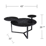 43" Black Faux Marble And Metal With Iron Round Coffee Table - Homeroots - Flyclothing LLC