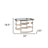 32" Clear And Champagne Glass And Metal With Iron Round Coffee Table - Homeroots - Flyclothing LLC