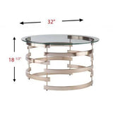 32" Clear And Champagne Glass And Metal With Iron Round Coffee Table - Homeroots - Flyclothing LLC