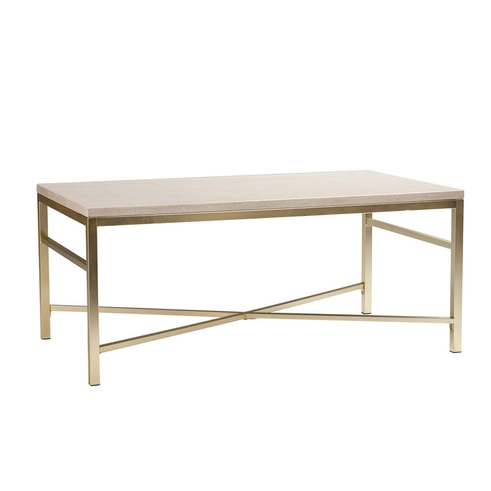 42" Off White Manufactured Wood And Metal Rectangular Coffee Table - Homeroots - Flyclothing LLC