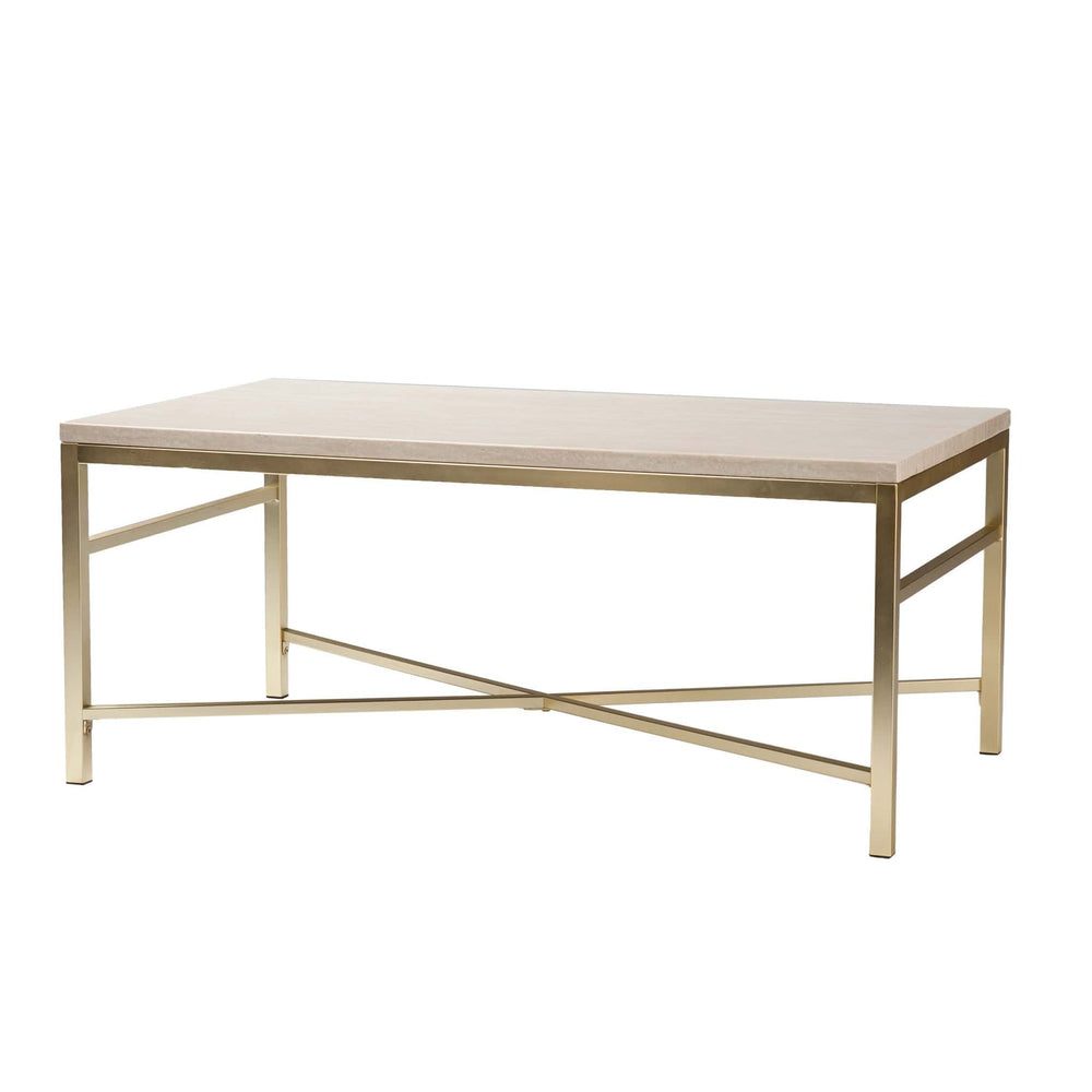 42" Off White Manufactured Wood And Metal Rectangular Coffee Table - Homeroots - Flyclothing LLC